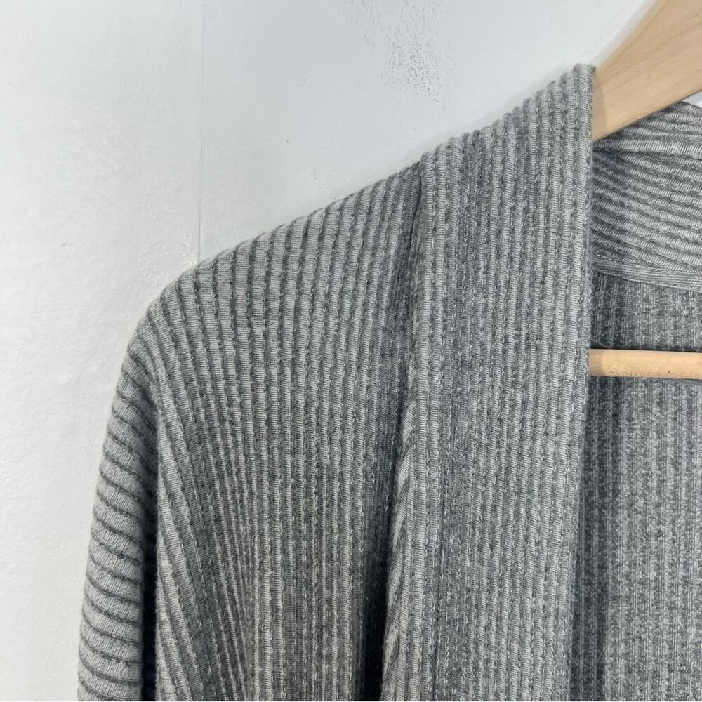 COS Gray Ribbed Open Front Pockets Cardigan Size Medium - Picture 3 of 11